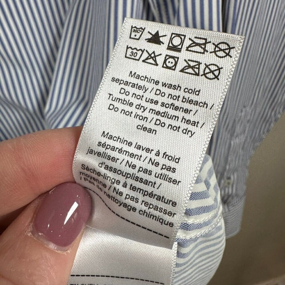 UNTUCKit Button Down Dress Shirt Mens XLarge Blue Stripe Performance Career Work - Picture 7 of 10